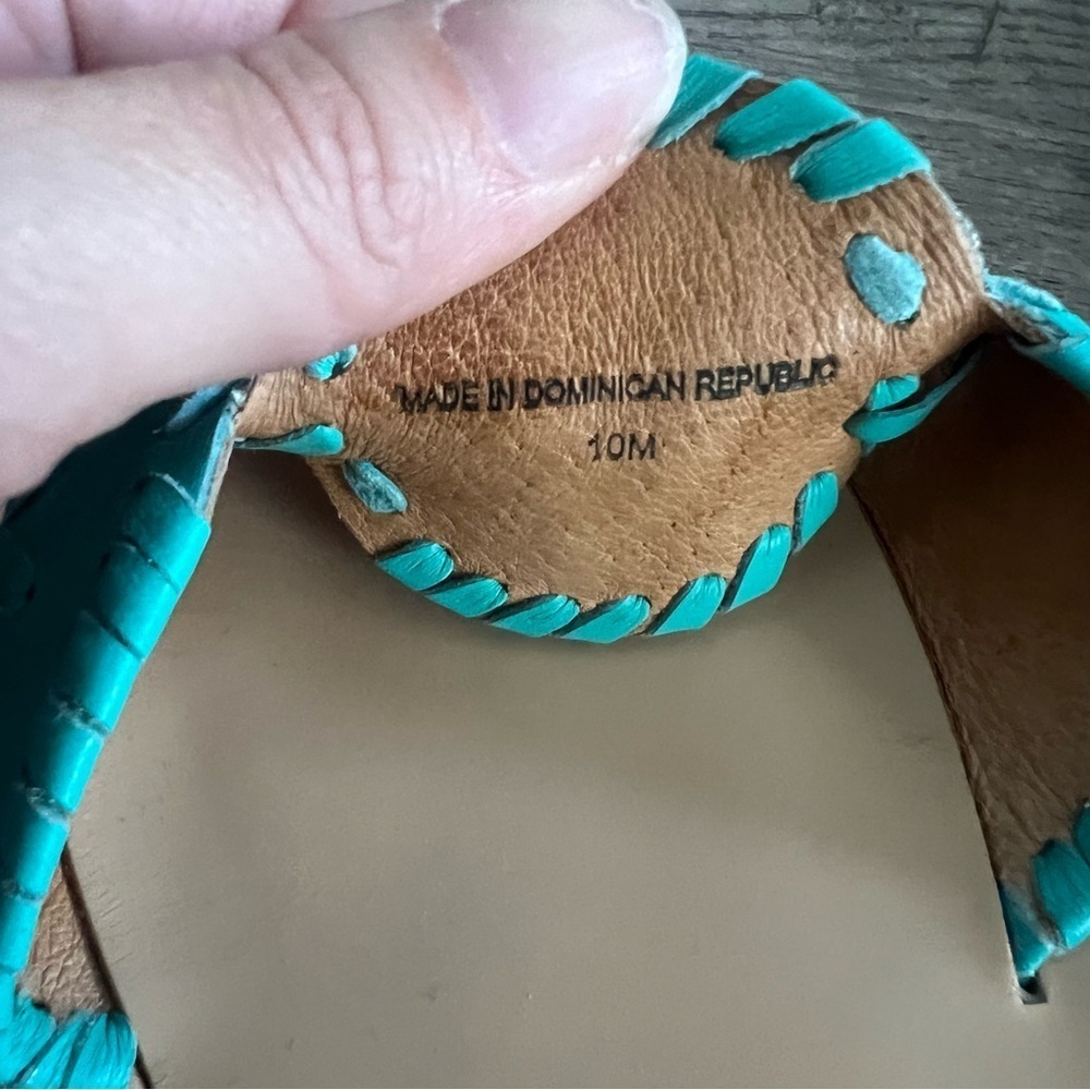 Jack Rogers Turquoise and Navy Sling Back Sandals 10 View 4